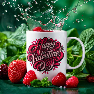 Taza De Café Feliz Día de San Valentín, diseño con letras de ma
