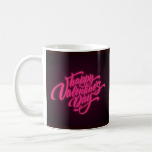 Taza De Café Feliz día de San Valentín Diseño Neon-23692