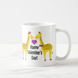 Taza De Café Feliz día de San Valentín jirafas