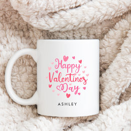 Taza De Café Feliz Día de San Valentín Nombre personalizado Cor