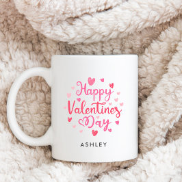 Taza De Café Feliz Día de San Valentín Nombre personalizado Cor