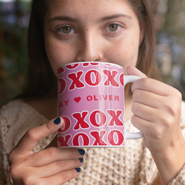 Taza De Café Feliz Día de San Valentín, nombre XOXO (Subido por el creador)
