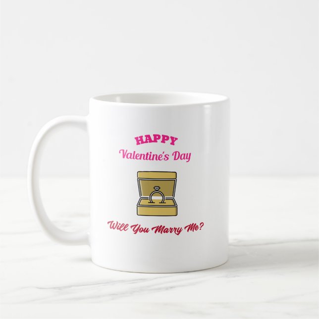Taza De Café ¿Feliz Día de San Valentín te casarás conmigo? (Izquierda)