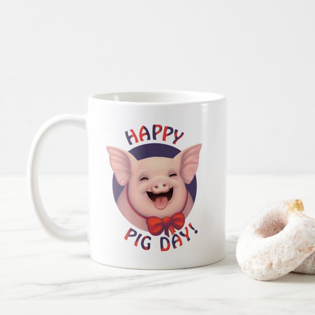 Taza De Café ¡Feliz Día del Cerdo! (Con donut)