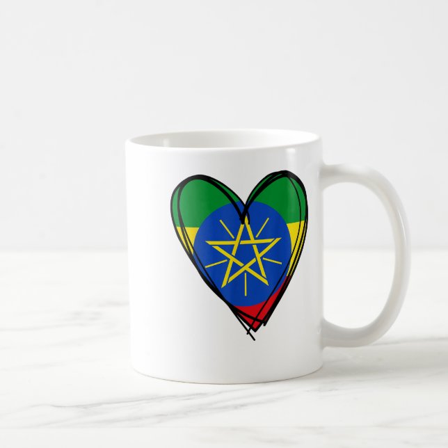Taza De Café Feliz Día del Orgullo Etíope con la bandera Enkuh  (Derecha)