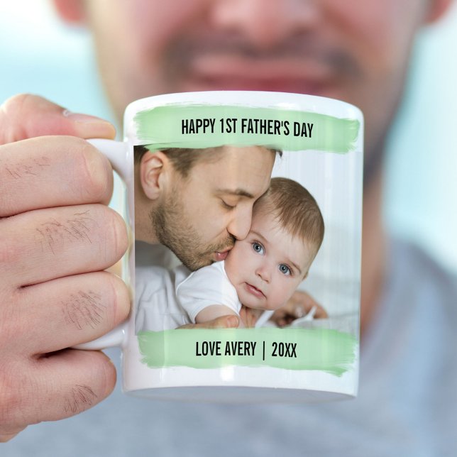 Taza De Café Feliz Día del Padre 2 Foto Pincel verde (Subido por el creador)