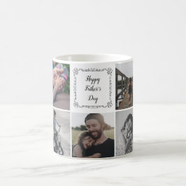 Taza De Café Feliz Día del Padre con 9 fotos personalizadas