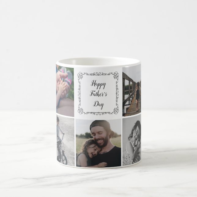 Taza De Café Feliz Día del Padre con 9 fotos personalizadas (Centro)