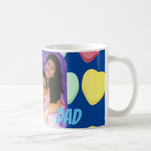 Taza De Café Feliz Día del Padre con amor corazones azules col