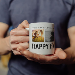 Taza De Café Feliz Día del Padre Cuadrícula de fotos en blanc
