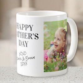 Taza De Café Feliz Día del Padre, foto y nombres personalizados