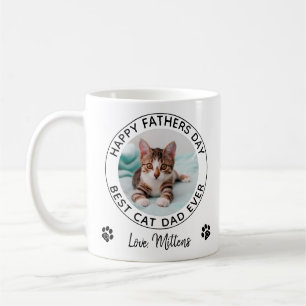 Taza De Café Feliz Día del Padre, Mascota foto mejor papá gato