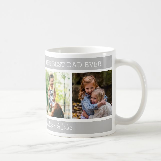 Taza De Café Feliz Día del Padre, mejor papá, cuatro Collages d (Derecha)