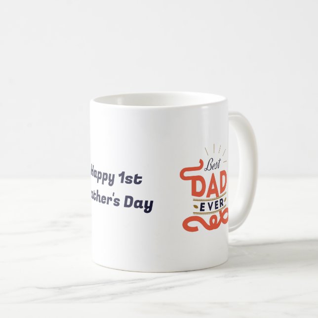 Taza De Café Feliz Día del Padre Mug - Diseño de texto azul (Anverso derecho)