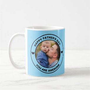 Taza De Café Feliz Día del Padre Personalizado foto texto azul 