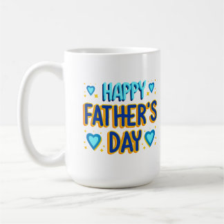 Taza De Café Feliz Día del Padre Tipografía de Corazón Azul y D