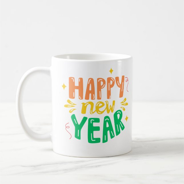 Taza De Café Feliz diseño de celebración de Año Nuevo (Izquierda)