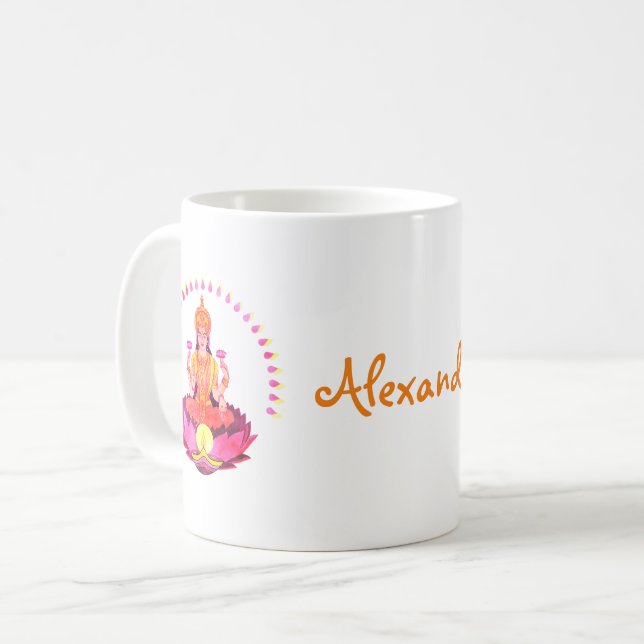 Taza De Café Feliz Diwali - Diosa Deepalavi Lakshmi 1 (Anverso izquierdo)