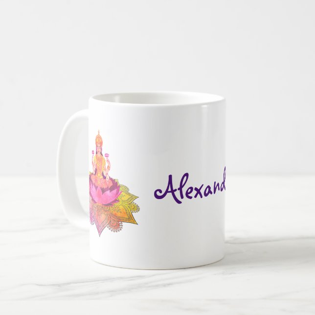 Taza De Café Feliz Diwali - Diosa Deepalavi Lakshmi 4 (Anverso izquierdo)