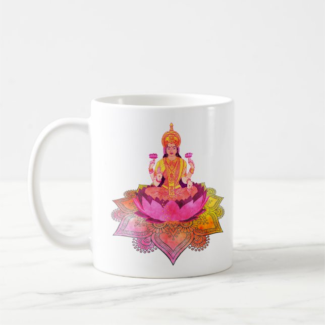 Taza De Café Feliz Diwali - Diosa Deepalavi Lakshmi 4 (Izquierda)