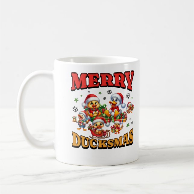 Taza De Café Feliz Duckmas, Navidades de Cute Duck, Navidad de  (Izquierda)