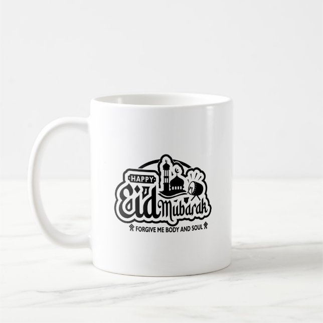 Taza De Café Feliz Eid Mubarak Perdóname Cuerpo Y Soul Typogra (Izquierda)