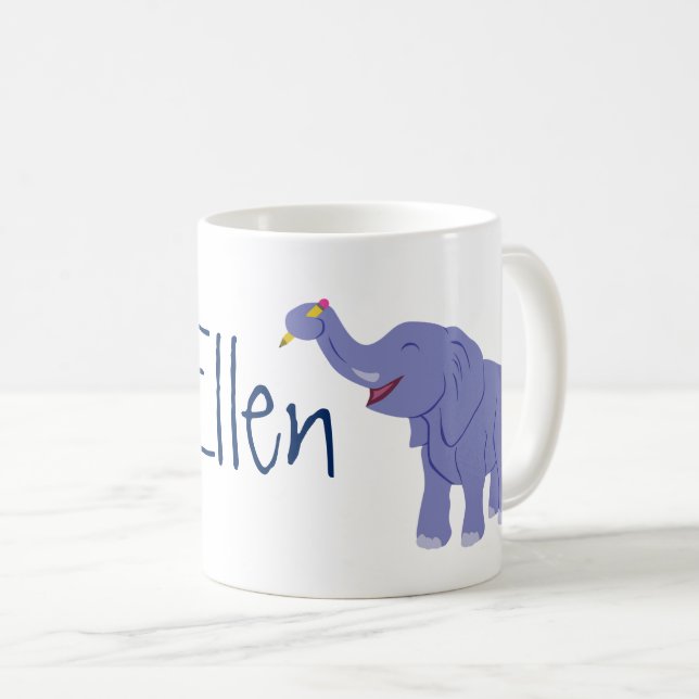 Taza De Café Feliz elefante (personalizado) (Anverso derecho)