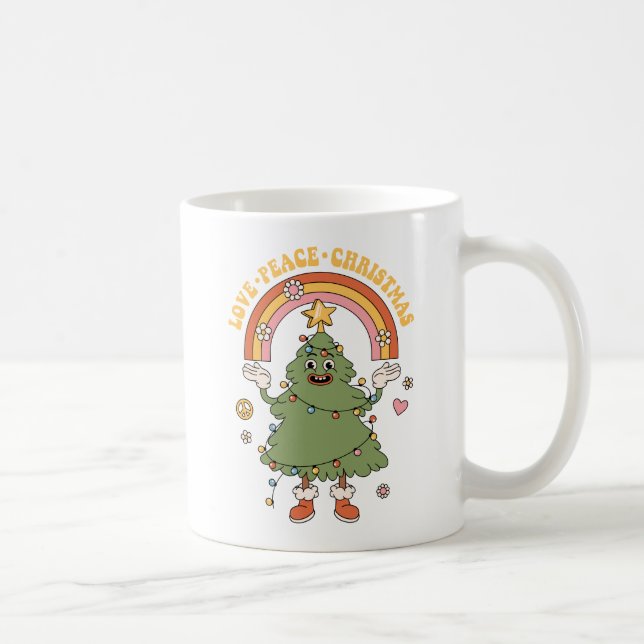 Taza De Café Feliz Feliz Feliz Feliz Navidad - Sé Groovy brilla (Derecha)