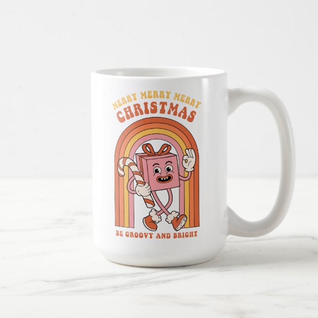Taza De Café Feliz Feliz Feliz Feliz Navidad - Sé Groovy brilla (Derecha)