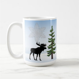 Taza De Café Feliz feriado de invierno Moose y Snowflake