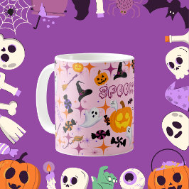 Taza De Café Feliz Festival de Calabaza de Halloween Mug Rosa