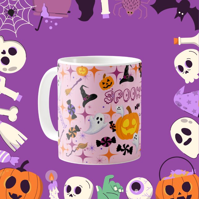Taza De Café Feliz Festival de Calabaza de Halloween Mug Rosa (Subido por el creador)