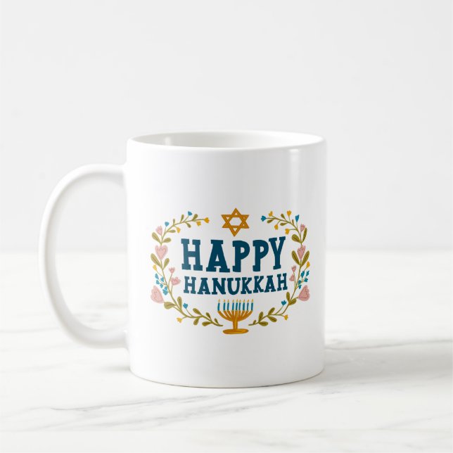 Taza De Café FELIZ Festividad judía HANUKKAH Menorah (Izquierda)