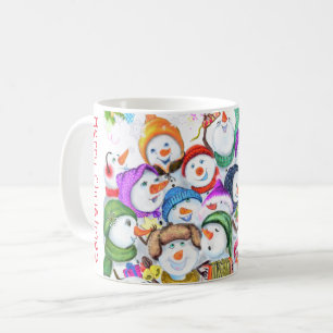Taza De Café Feliz Fiesta de Navidades Snowmans Mug