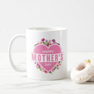 Taza de café feliz floral elegante del día de