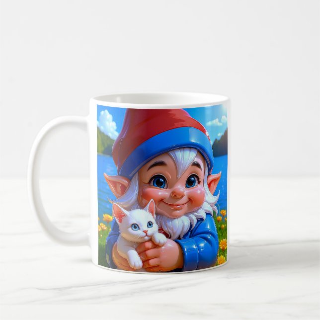 Taza De Café Feliz Gato Elfo (Izquierda)