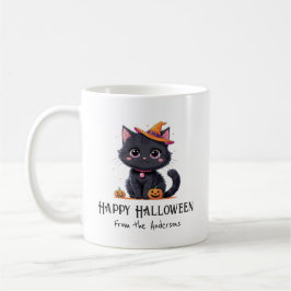 Taza De Café Feliz Gato Negro de Halloween