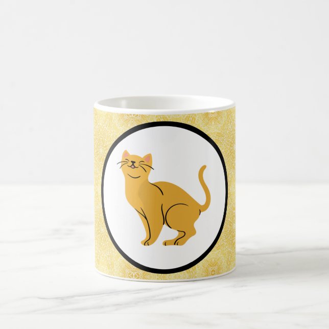 Taza De Café Feliz ginger de gatito feliz con oro (Centro)