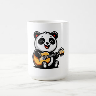 Taza De Café Feliz Guitarista Panda - Diseño Cuto De Música Acú