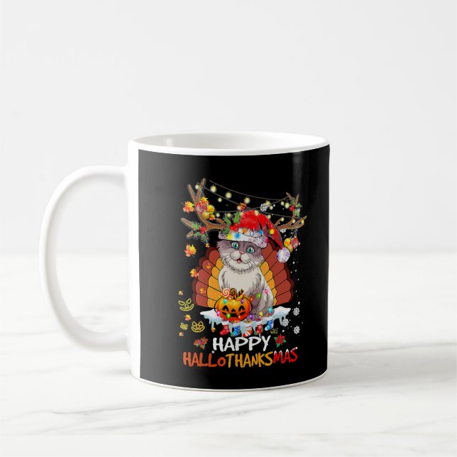 Taza De Café Feliz Hallothanksmas 2021Cute Cat Halloween Feliz (Izquierda)