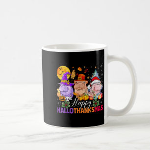 Taza De Café Feliz Hallothanksmas Amante de Hipopótamos Hallowe