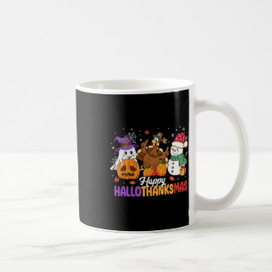 Taza De Café Feliz Hallothanksmas Cute Fantasma Halloween Thank
