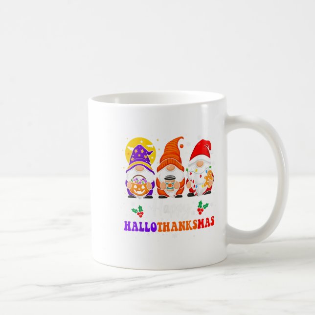Taza De Café Feliz Hallothanksmas Gnomes Feliz Halloween (Derecha)