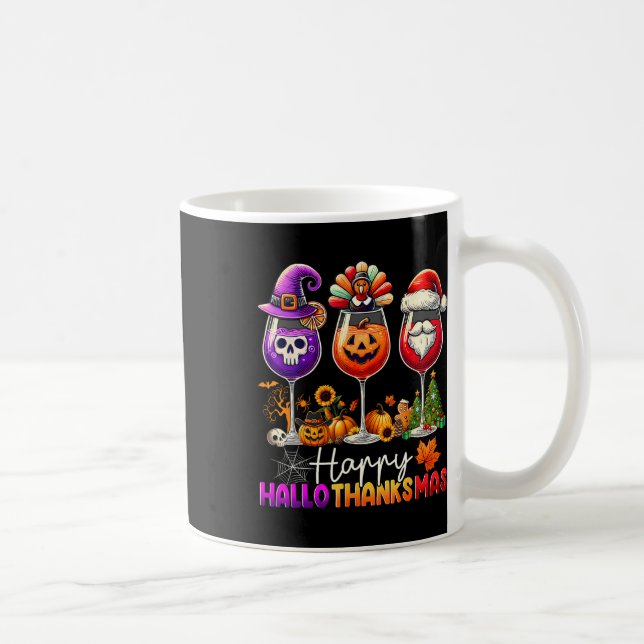 Taza De Café Feliz Hallothanksmas Halloween Acción de Gracias C (Derecha)