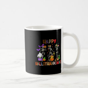 Taza De Café Feliz Hallothanksmas Skeleton Halloween Thanksgivi