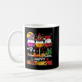 Taza De Café Feliz Hallothanksmas Vinos Wasses Santa Hat