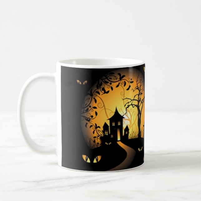 Taza De Café Feliz Halloween atormentado hogar espeluznante Spo (Izquierda)