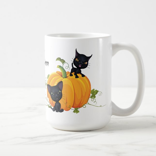 Taza De Café Feliz Halloween Black Kitty Mug (Derecha)