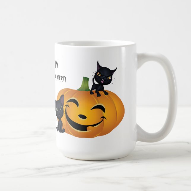 Taza De Café Feliz Halloween Black Kitty Mug (Derecha)