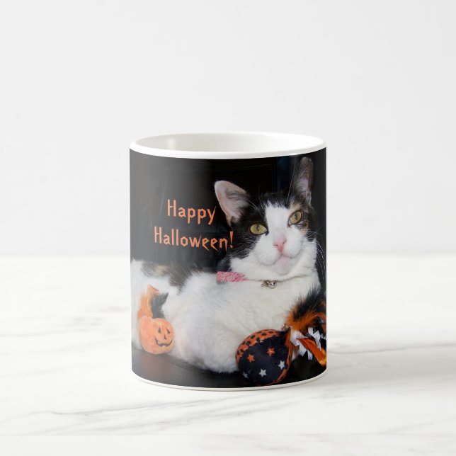 Taza De Café Feliz Halloween Calico Cat (Centro)